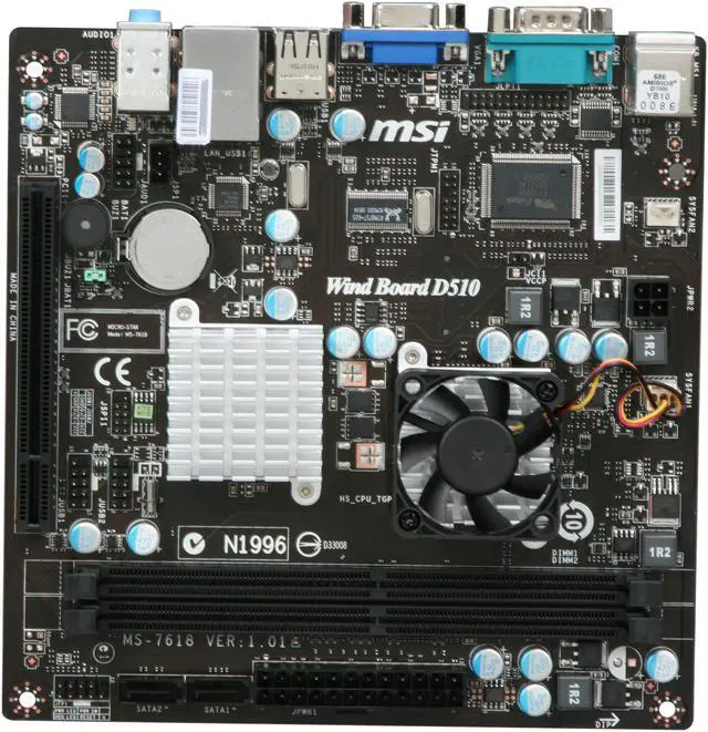 Alt view image 3 of 5 - MSI Wind Board D510 Intel Atom D510 BGA559 Intel NM10 Mini ITX Motherboard / CPU Combo