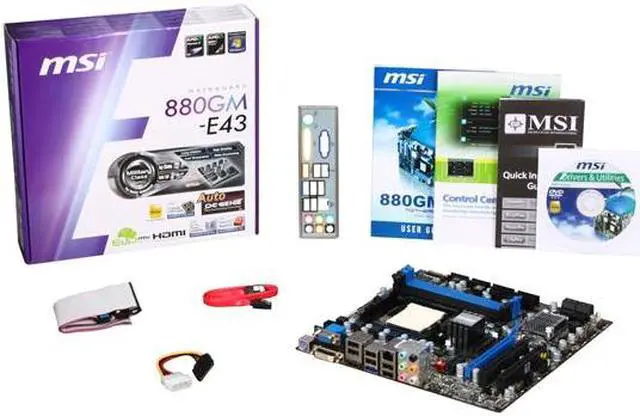 Alt view image 5 of 5 - MSI 880GM-E43 AM3 AMD 880G HDMI Micro ATX AMD Motherboard