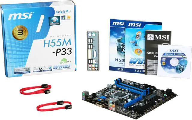 Alt view image 5 of 5 - MSI H55M-P33 LGA 1156 Intel H55 Micro ATX Intel Motherboard