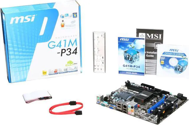Alt view image 5 of 5 - MSI G41M-P34 LGA 775 Intel G41 HDMI Micro ATX Intel Motherboard
