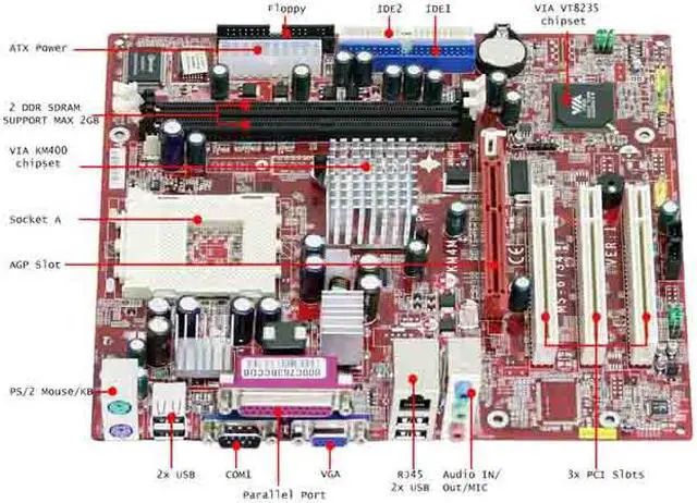 Alt view image 2 of 3 - MSI KM4M-L 462(A) VIA KM400 Micro ATX AMD Motherboard
