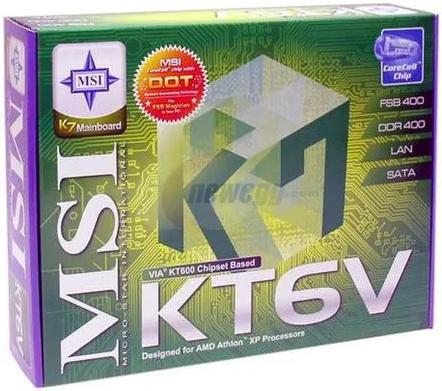 Alt view image 4 of 4 - MSI KT6V-LSR 462(A) VIA KT600 ATX AMD Motherboard