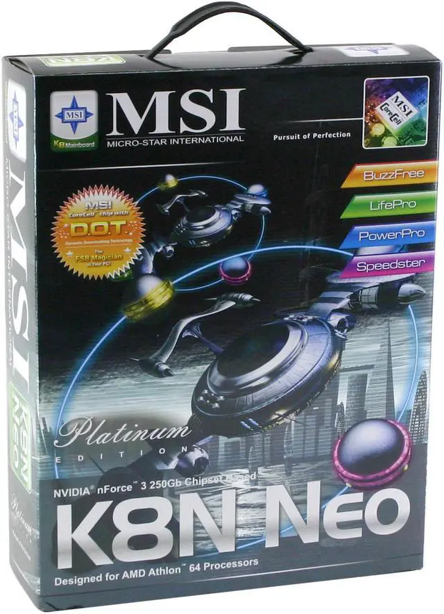 Alt view image 4 of 4 - MSI K8N Neo Platinum 754 NVIDIA nForce3 250Gb ATX AMD Motherboard
