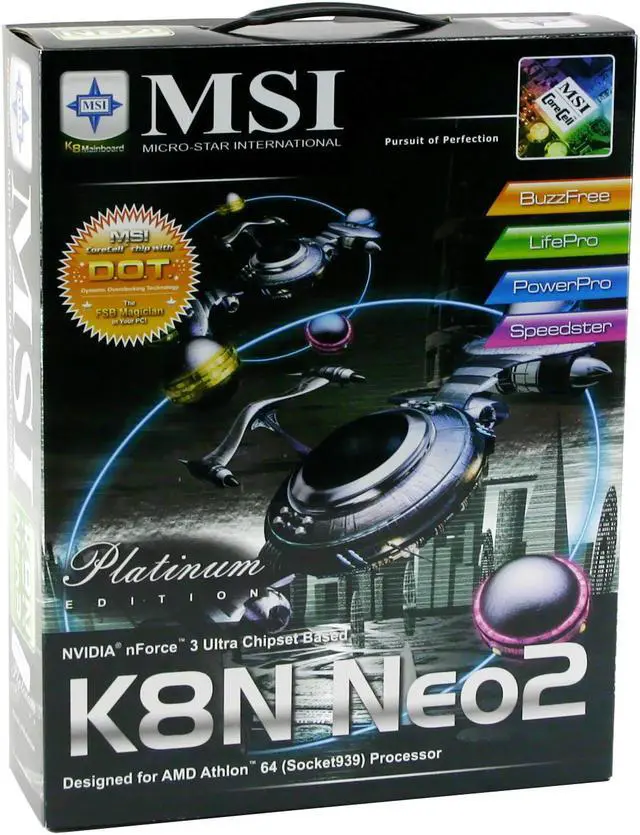 Alt view image 4 of 4 - MSI K8N NEO2 PLATINUM 939 NVIDIA nForce3 Ultra ATX AMD Motherboard