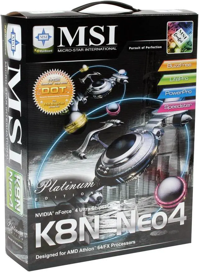 Alt view image 4 of 4 - MSI K8N Neo4 Platinum 939 NVIDIA nForce4 Ultra ATX AMD Motherboard