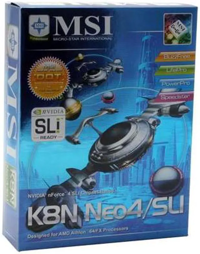 Alt view image 4 of 4 - MSI K8N Neo4/SLI 939 NVIDIA nForce4 SLI ATX AMD Motherboard