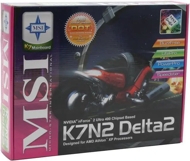 Alt view image 4 of 4 - MSI K7N2 Delta2-FSR 462(A) NVIDIA nForce2 Ultra 400 ATX AMD Motherboard