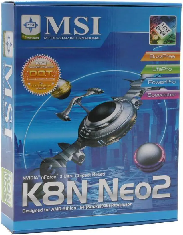 Alt view image 5 of 5 - MSI K8N Neo2-F 939 NVIDIA nForce3 Ultra ATX AMD Motherboard