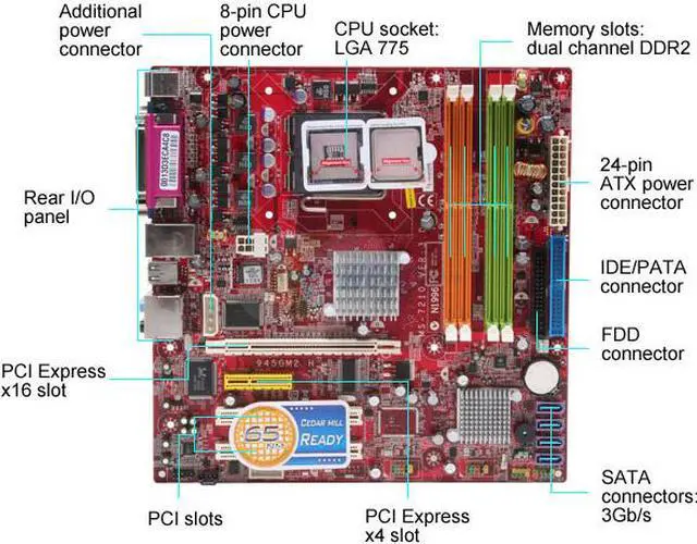 Alt view image 3 of 5 - MSI 945GM2 H-F LGA 775 Intel 945G Micro ATX Intel Motherboard