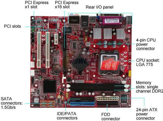 Alt view image 3 of 4 - MSI RC410M-L LGA 775 ATI Radeon Xpress 200 Micro ATX Intel Motherboard