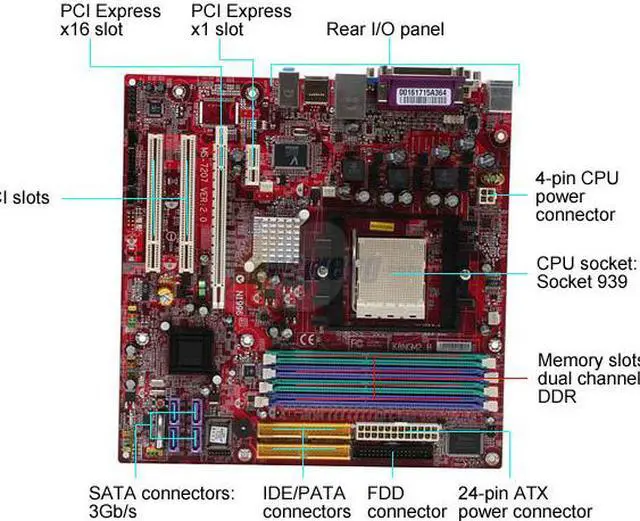 Alt view image 3 of 5 - MSI K8NGM2-NBP 939 NVIDIA GeForce 6150 Micro ATX AMD Motherboard