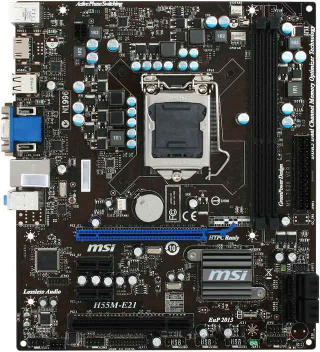 Alt view image 3 of 5 - MSI H55M-E21 LGA 1156 Intel H55 HDMI Intel Motherboard