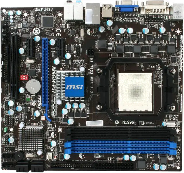 Alt view image 3 of 5 - MSI 880GM-P51 AM3 AMD 880G Micro ATX AMD Motherboard