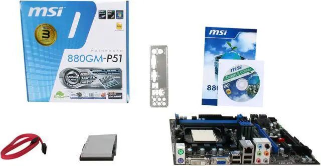 Alt view image 5 of 5 - MSI 880GM-P51 AM3 AMD 880G Micro ATX AMD Motherboard