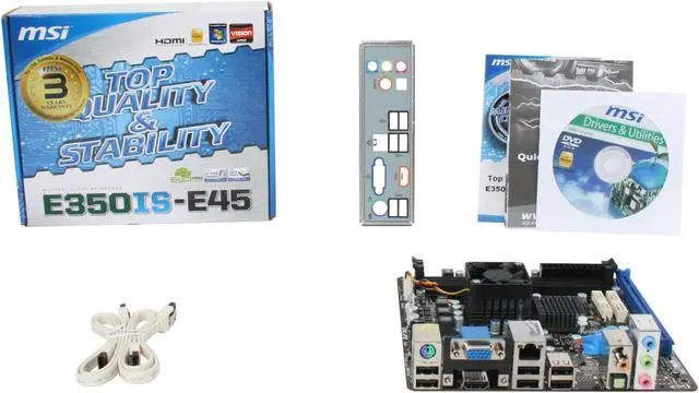 Alt view image 5 of 5 - MSI E350IS-E45 AMD E-350 APU (1.6GHz, Dual-Core) AMD Hudson M1 Mini ITX Motherboard / CPU Combo