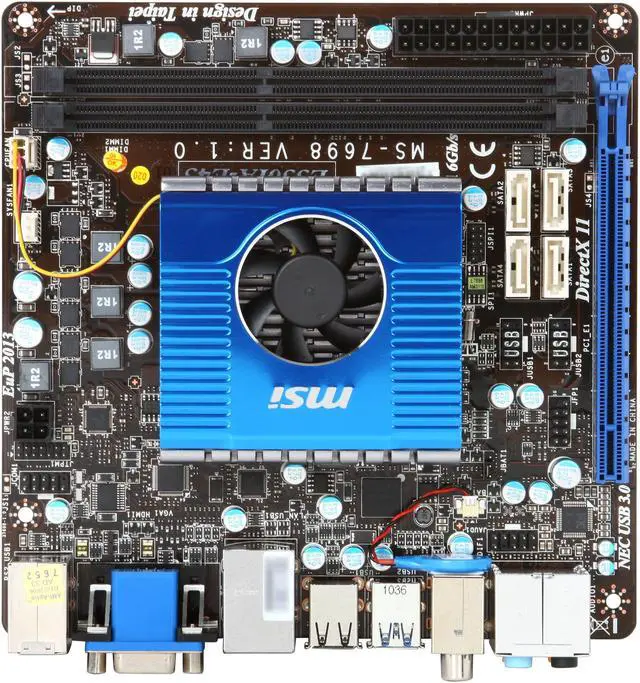 Alt view image 3 of 5 - MSI E350IA-E45 AMD E-350 APU (1.6GHz, dual core) AMD Hudson M1 Mini ITX Motherboard / CPU Combo