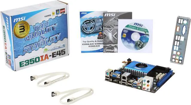 Alt view image 5 of 5 - MSI E350IA-E45 AMD E-350 APU (1.6GHz, dual core) AMD Hudson M1 Mini ITX Motherboard / CPU Combo