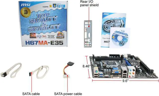 Alt view image 5 of 5 - MSI H67MA-E35 (B3) LGA 1155 Intel H67 HDMI USB 3.0 Micro ATX Intel Motherboard