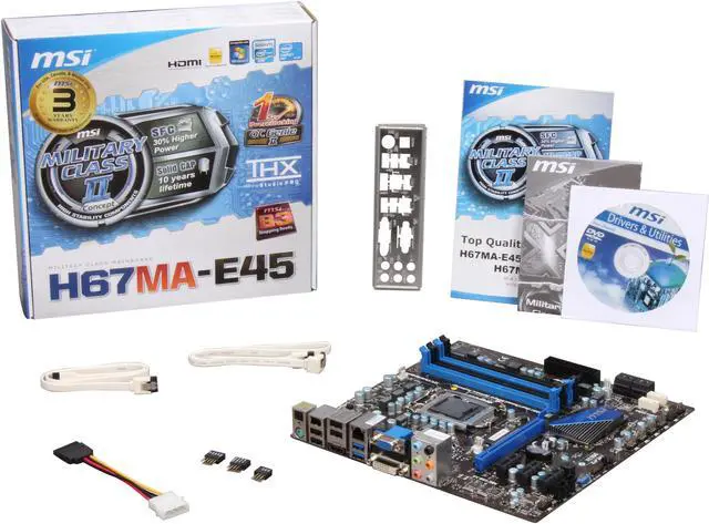 Alt view image 5 of 5 - MSI H67MA-E45 (B3) LGA 1155 Intel H67 HDMI USB 3.0 Micro ATX Intel Motherboard