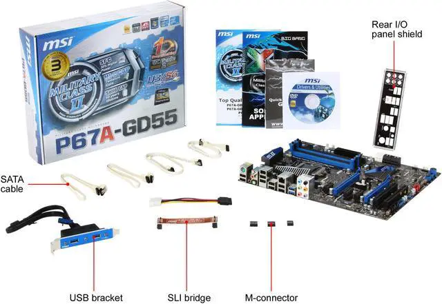 Alt view image 5 of 5 - MSI P67A-GD55 (B3) LGA 1155 Intel P67 USB 3.0 ATX Intel Motherboard