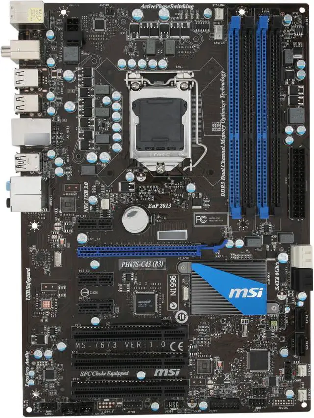 Alt view image 3 of 5 - MSI PH67S-C43 (B3) LGA 1155 Intel H67 ATX Intel Motherboard