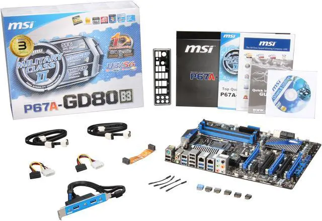Alt view image 5 of 5 - MSI P67A-GD80 (B3) LGA 1155 Intel P67 USB 3.0 ATX Intel Motherboard