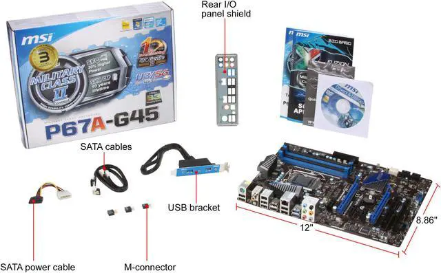 Alt view image 5 of 5 - MSI P67A-G45 (B3) LGA 1155 Intel P67 USB 3.0 ATX Intel Motherboard
