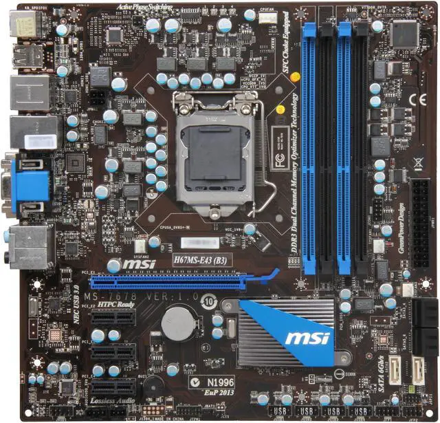 Alt view image 3 of 5 - MSI H67MS-E43 (B3) LGA 1155 Intel H67 HDMI Micro ATX Intel Motherboard
