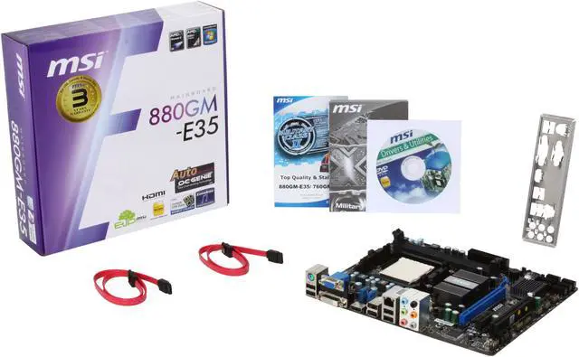 Alt view image 5 of 5 - MSI 880GM-E35 AM3 AMD 880G HDMI Micro ATX AMD Motherboard