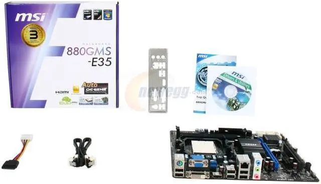 Alt view image 5 of 5 - MSI 880GMS-E35 AM3 AMD 880G HDMI Micro ATX AMD Motherboard