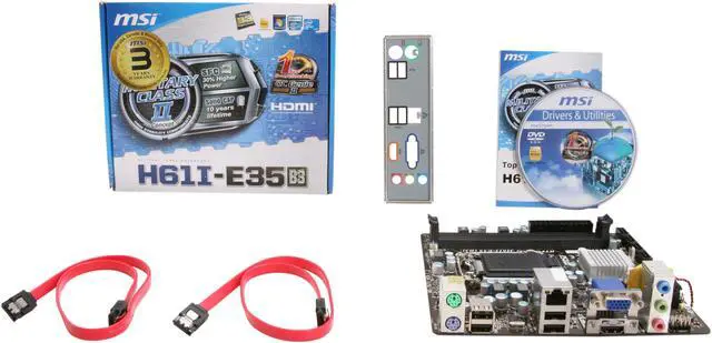 Alt view image 5 of 5 - MSI H61I-E35 (B3) LGA 1155 Intel H61 HDMI Mini ITX Intel Motherboard