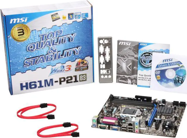 Alt view image 5 of 5 - MSI H61M-P21 (B3) LGA 1155 Intel H61 Micro ATX Intel Motherboard