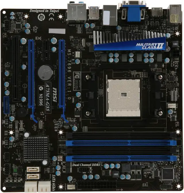 Alt view image 3 of 5 - MSI A75MA-G55 FM1 AMD A75 (Hudson D3) USB 3.0 HDMI Micro ATX AMD Motherboard