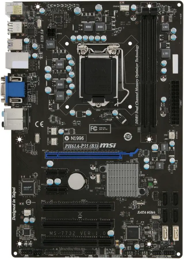 Alt view image 3 of 5 - MSI PH61A-P35 (B3) LGA 1155 Intel H61 USB 3.0 ATX Intel Motherboard with UEFI BIOS