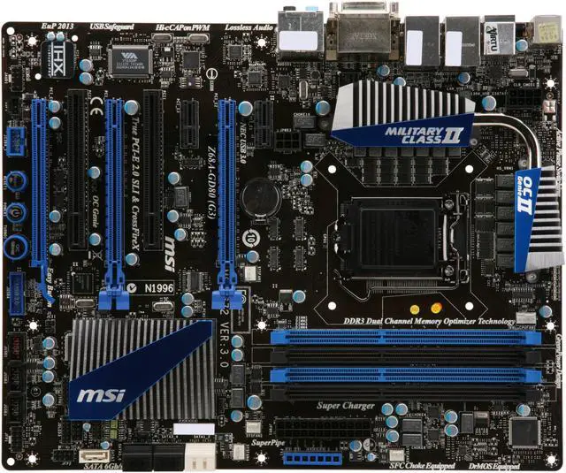 Alt view image 3 of 5 - MSI Z68A-GD80 (G3) LGA 1155 Intel Z68 HDMI USB 3.0 ATX Intel Motherboard with UEFI BIOS
