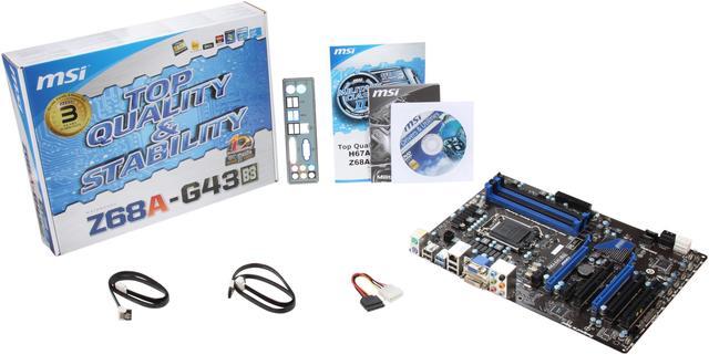 Alt view image 5 of 5 - MSI Z68A-G43 (B3) LGA 1155 Intel Z68 USB 3.0 ATX Intel Motherboard with UEFI BIOS