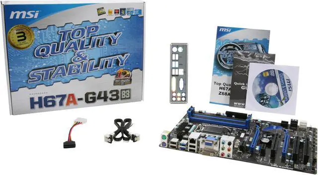 Alt view image 5 of 5 - MSI H67A-G43 (B3) LGA 1155 Intel H67 USB 3.0 ATX Intel Motherboard