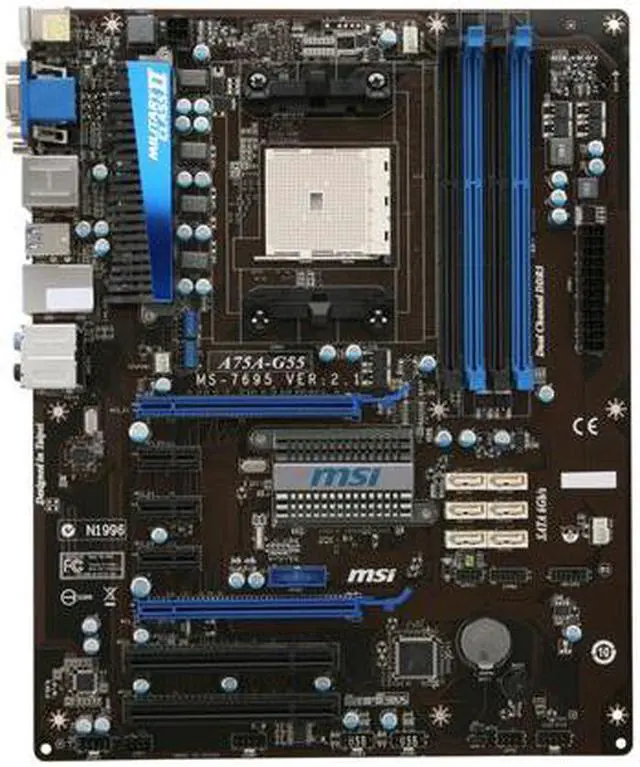 Alt view image 3 of 5 - MSI A75A-G55 FM1 AMD A75 (Hudson D3) USB 3.0 HDMI ATX AMD Motherboard