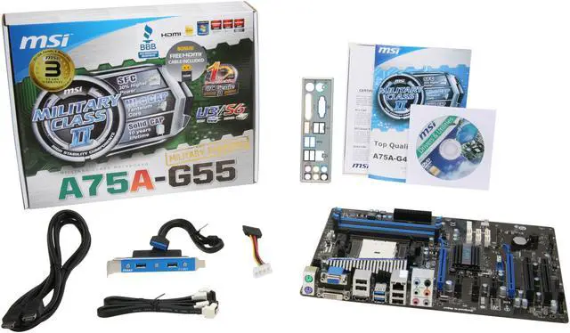 Alt view image 5 of 5 - MSI A75A-G55 FM1 AMD A75 (Hudson D3) USB 3.0 HDMI ATX AMD Motherboard
