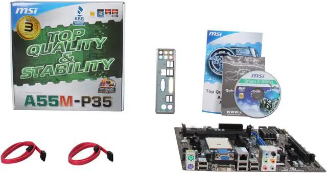 Alt view image 5 of 5 - MSI A55M-P35 FM1 AMD A55 (Hudson D2) Micro ATX AMD Motherboard