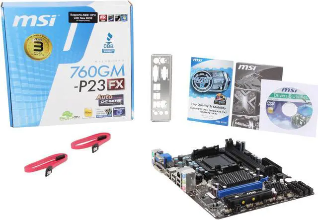 Alt view image 5 of 5 - MSI 760GM-P23 (FX) AM3+ AMD 760G + SB710 Micro ATX AMD Motherboard