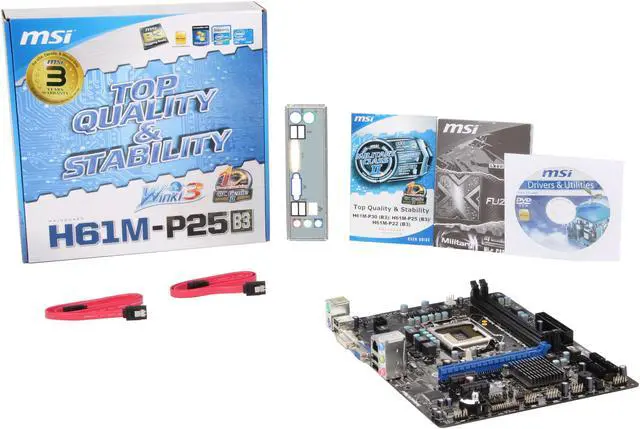 Alt view image 5 of 5 - MSI H61M-P25 (B3) LGA 1155 Intel H61 Micro ATX Intel Motherboard with UEFI BIOS
