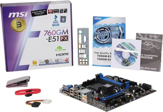 Alt view image 5 of 5 - MSI 760GM-E51 (FX) AM3+ AMD 760G HDMI Micro ATX AMD Motherboard