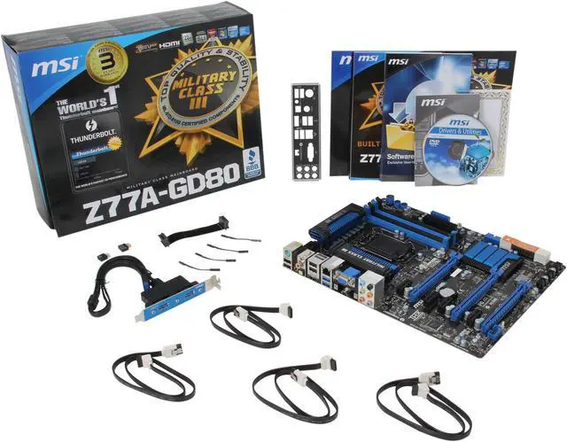Alt view image 5 of 5 - MSI Z77A-GD80 LGA 1155 Intel Z77 HDMI USB 3.0 ATX Intel Motherboard with UEFI BIOS and Thunderbolt