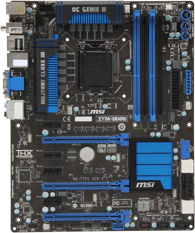Alt view image 3 of 5 - MSI Z77A-GD65 LGA 1155 Intel Z77 HDMI USB 3.0 ATX Intel Motherboard with UEFI BIOS