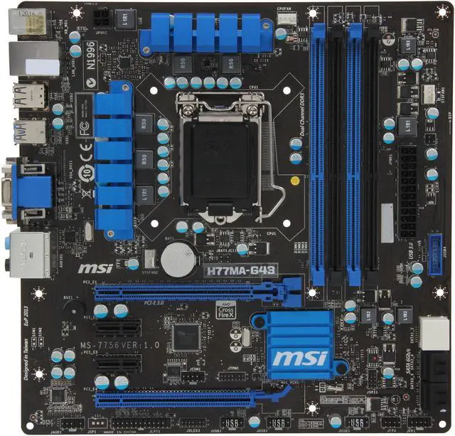 Alt view image 3 of 5 - MSI H77MA-G43 LGA 1155 Intel H77 USB 3.0 Micro ATX Intel Motherboard with UEFI BIOS