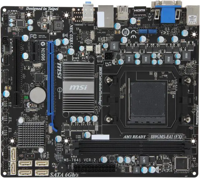 Alt view image 3 of 5 - MSI 880GMS-E41 (FX) AM3+ AMD 880G HDMI Micro ATX AMD Motherboard