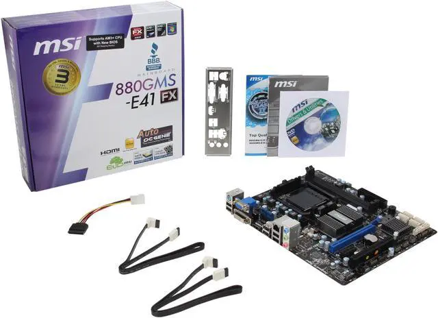 Alt view image 5 of 5 - MSI 880GMS-E41 (FX) AM3+ AMD 880G HDMI Micro ATX AMD Motherboard