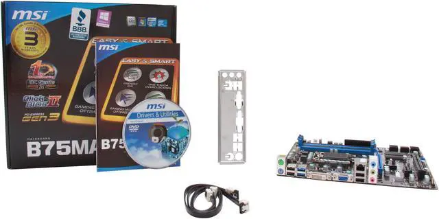 Alt view image 5 of 5 - MSI B75MA-P45 LGA 1155 Intel B75 USB 3.0 Micro ATX Intel Motherboard with UEFI BIOS