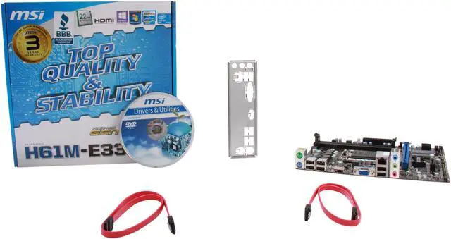 Alt view image 5 of 5 - MSI H61M-E33/W8 LGA 1155 Intel H61 HDMI Micro ATX Intel Motherboard with UEFI BIOS